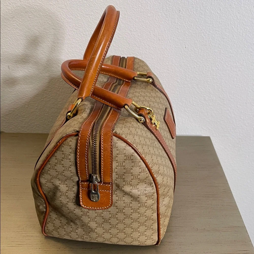 Celine Brown and Tan Monogram Boston Bag - Picture 4 of 13